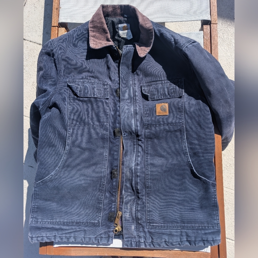 Vintage Carhartt Duck Coat Men's M Navy, Broken In Patina